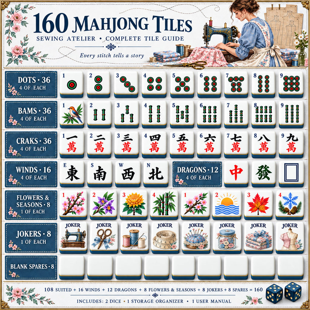 Premium SEW Mahjong Tiles Set PVNA