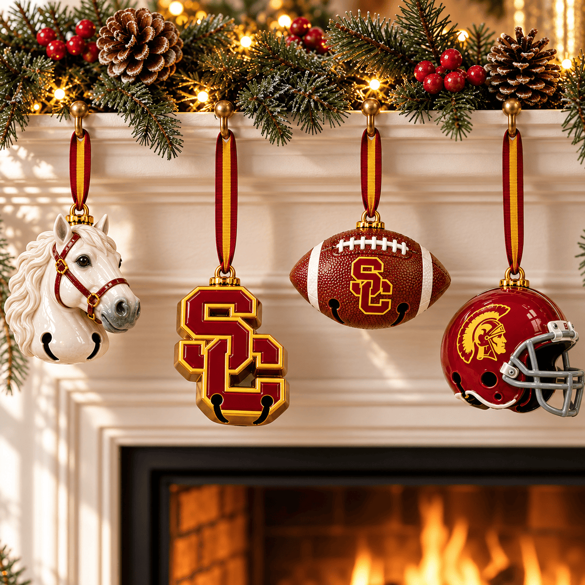 Premium USC Christmas Bell Ornament PVNA